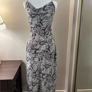 Lovestitch Elegant Y2K Black and White Snake Print Slip Dress Size S